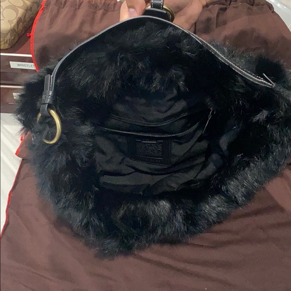 Coach Bags Coach Limited Edition Black Fur Trim Shoulder Bag Poshmark